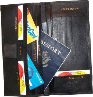 Womens leather Oorganizer checkbook passports credit cards bills leather wallet - Image 7