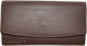leather checkbook wallet compact wallet cards change bills brown wallets bn - Image 3