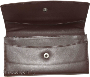 leather checkbook wallet compact wallet cards change bills brown wallets bn - Image 4