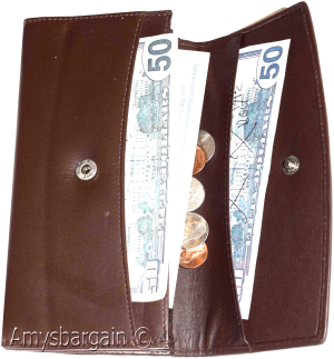 leather checkbook wallet compact wallet cards change bills brown wallets bn - Image 5