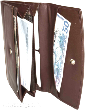 leather checkbook wallet compact wallet cards change bills brown wallets bn - Image 9