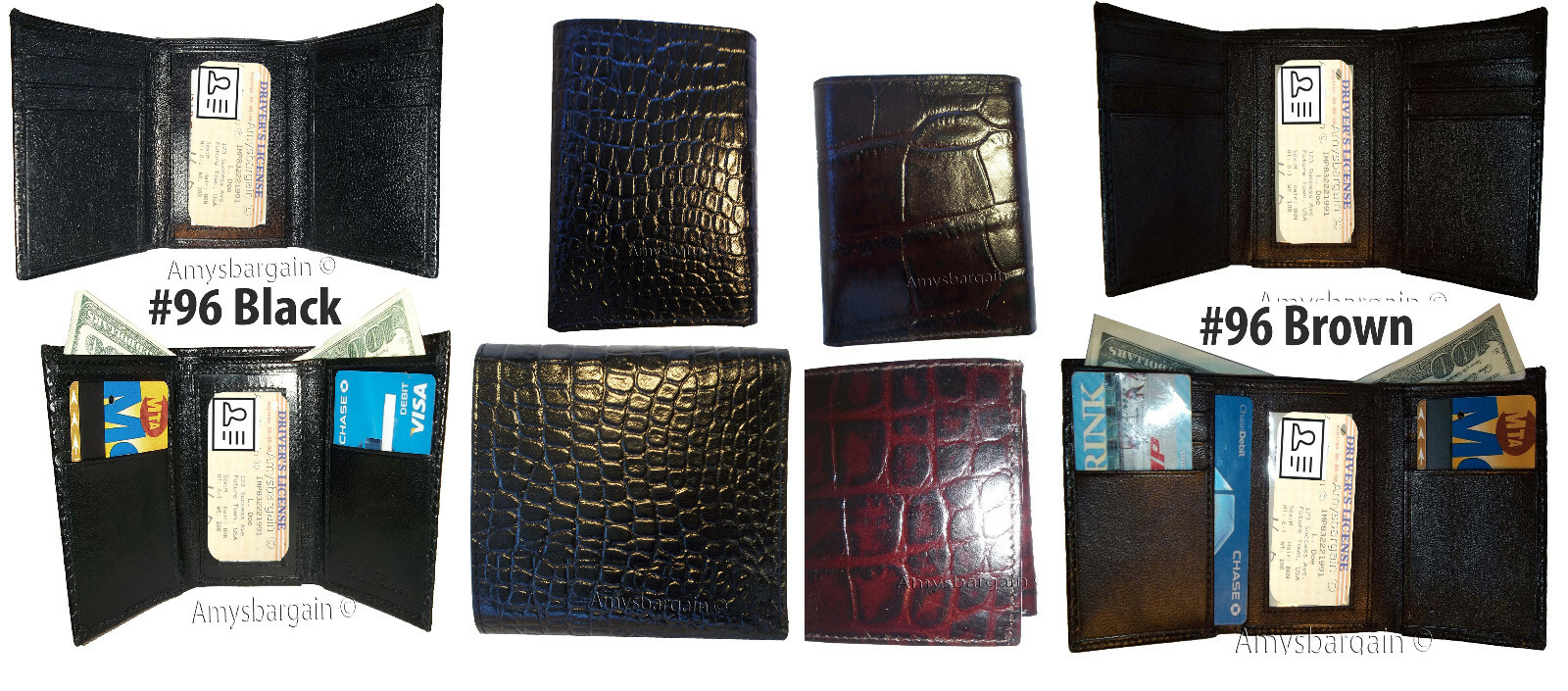 lot of 12 man's brown trifold wallet new style crocodile printed leather wallet - Image 7