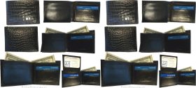 lot of 12 new crocodile skin printed leather man's bi fold wallet 6 cards id new