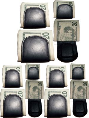lot of 12 new leather money clip, magnetic black money clip billfold holder - Image 5