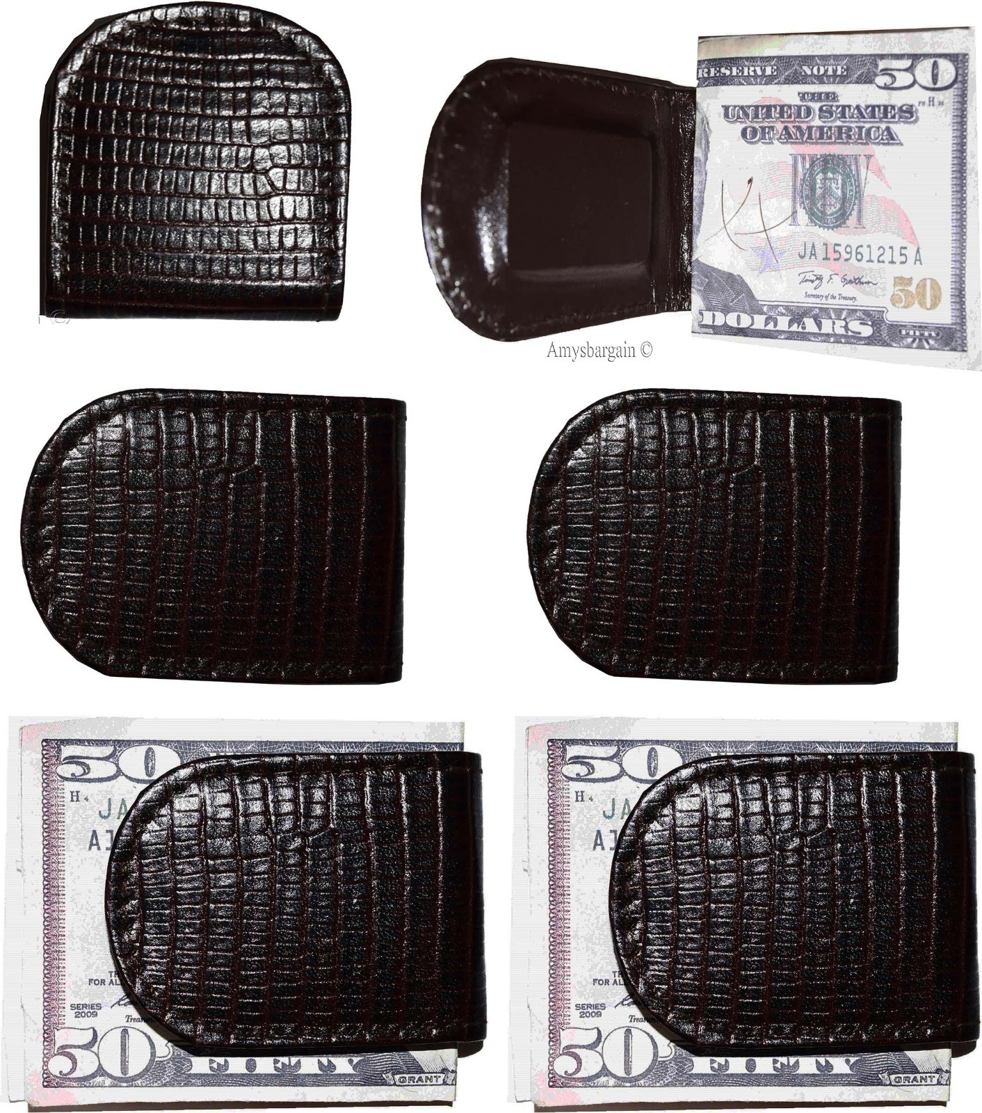 lot of 12 new lizard printed leather money clip brown unbranded money clip - Image 9