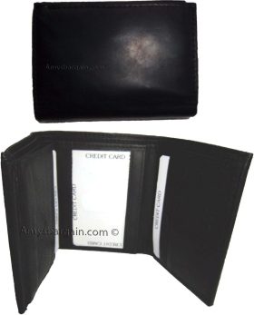 lot of 2 men's genuine leather trifold wallet brown 1 id 9 card 2 bill slots