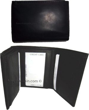 lot of 2 men's genuine leather trifold wallet brown 1 id 9 card 2 bill slots