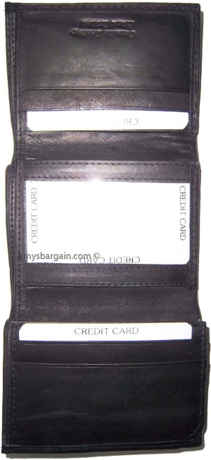 lot of 2 men's genuine leather trifold wallet brown 1 id 9 card 2 bill slots - Image 8