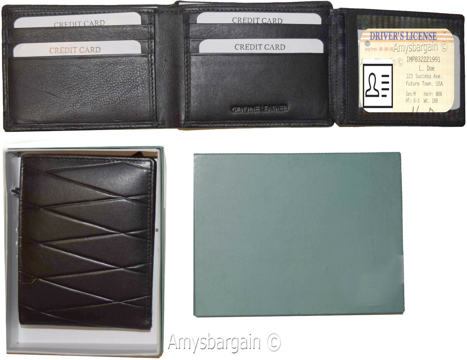 lot of 2 men's wallet rfid genuine leather bifold wallet 12 cards brn new in box - Image 11