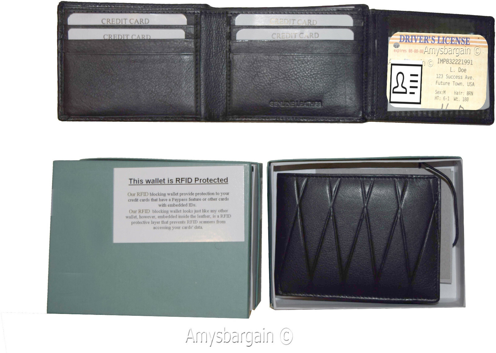lot of 2 men's wallet rfid genuine leather bifold wallet 12 cards brn new in box - Image 3
