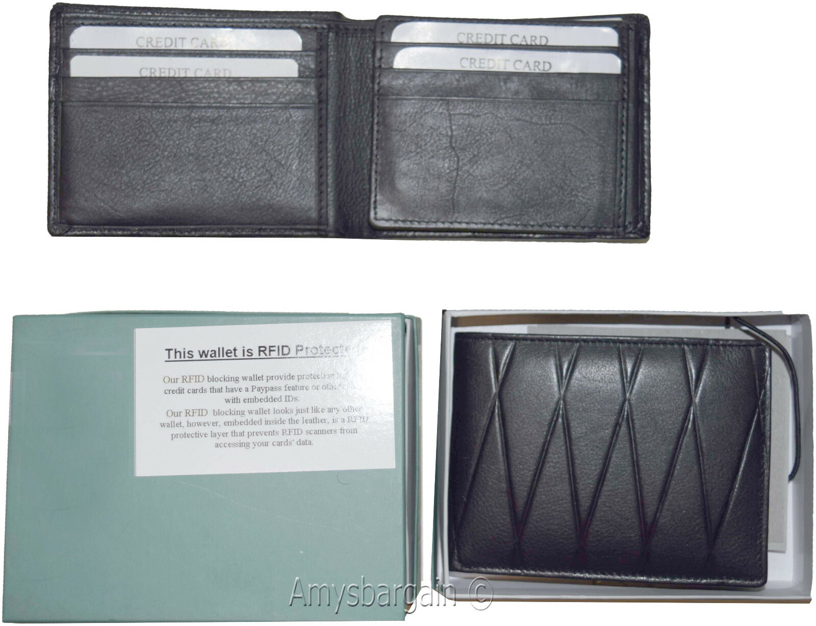 lot of 2 men's wallet rfid genuine leather bifold wallet 12 cards brn new in box - Image 4