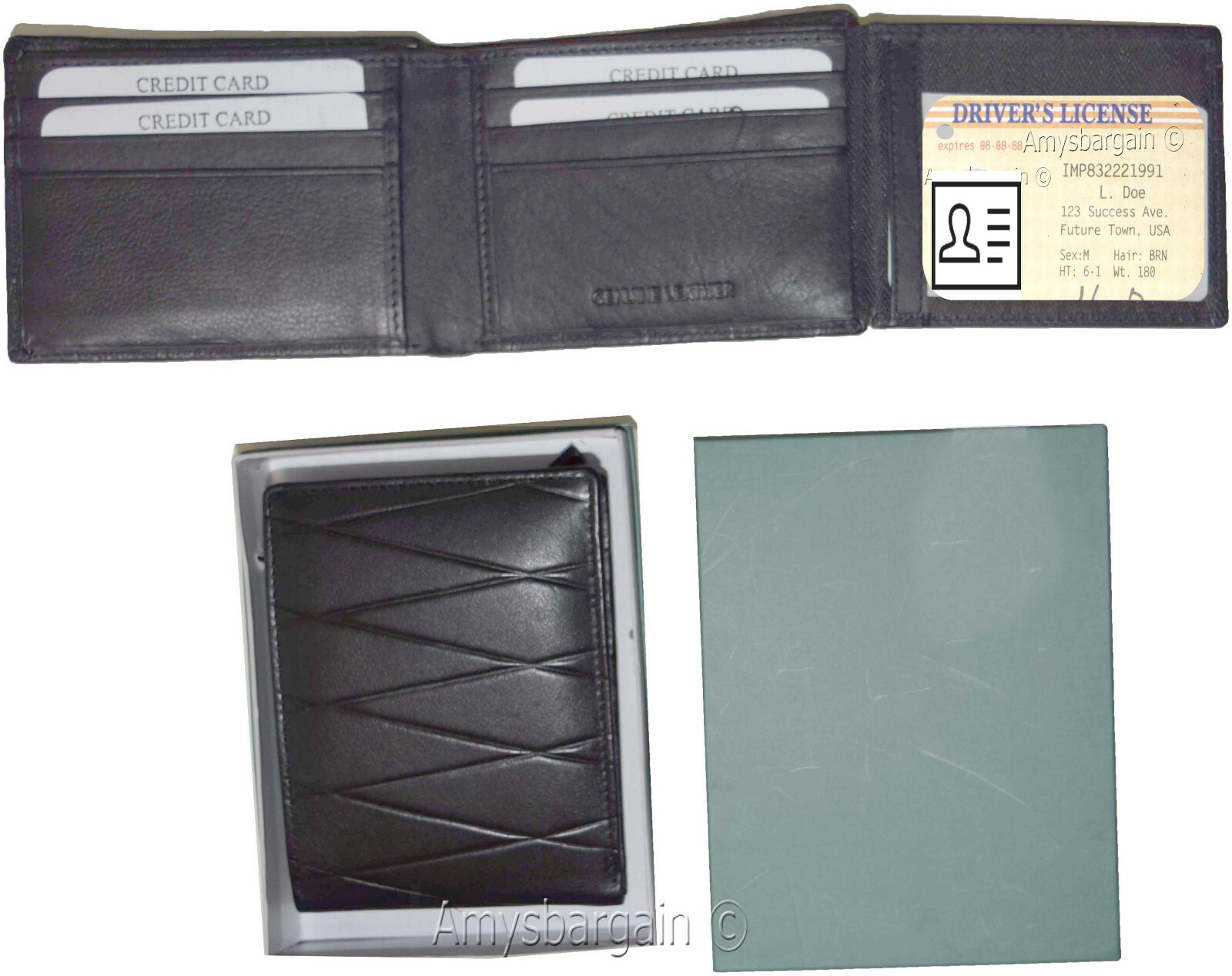 lot of 2 men's wallet rfid genuine leather bifold wallet 12 cards brn new in box - Image 6
