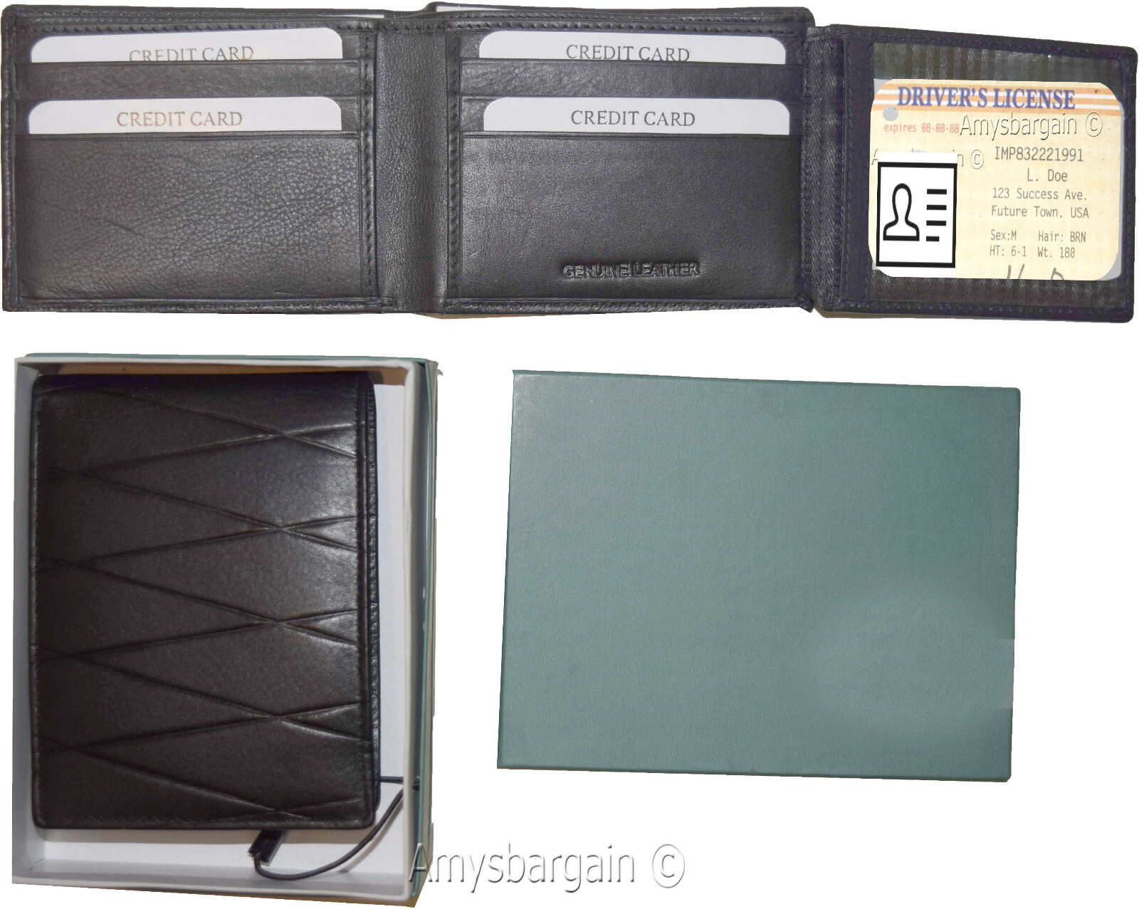 lot of 2 men's wallet rfid genuine leather bifold wallet 12 cards brn new in box - Image 7