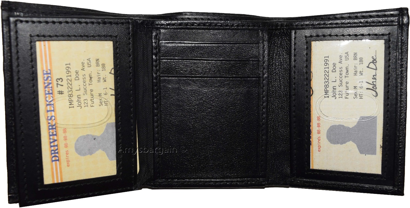 lot of 3 trifold leather men’s wallet 9 card space 2 id window 2 bill slots new - Image 5