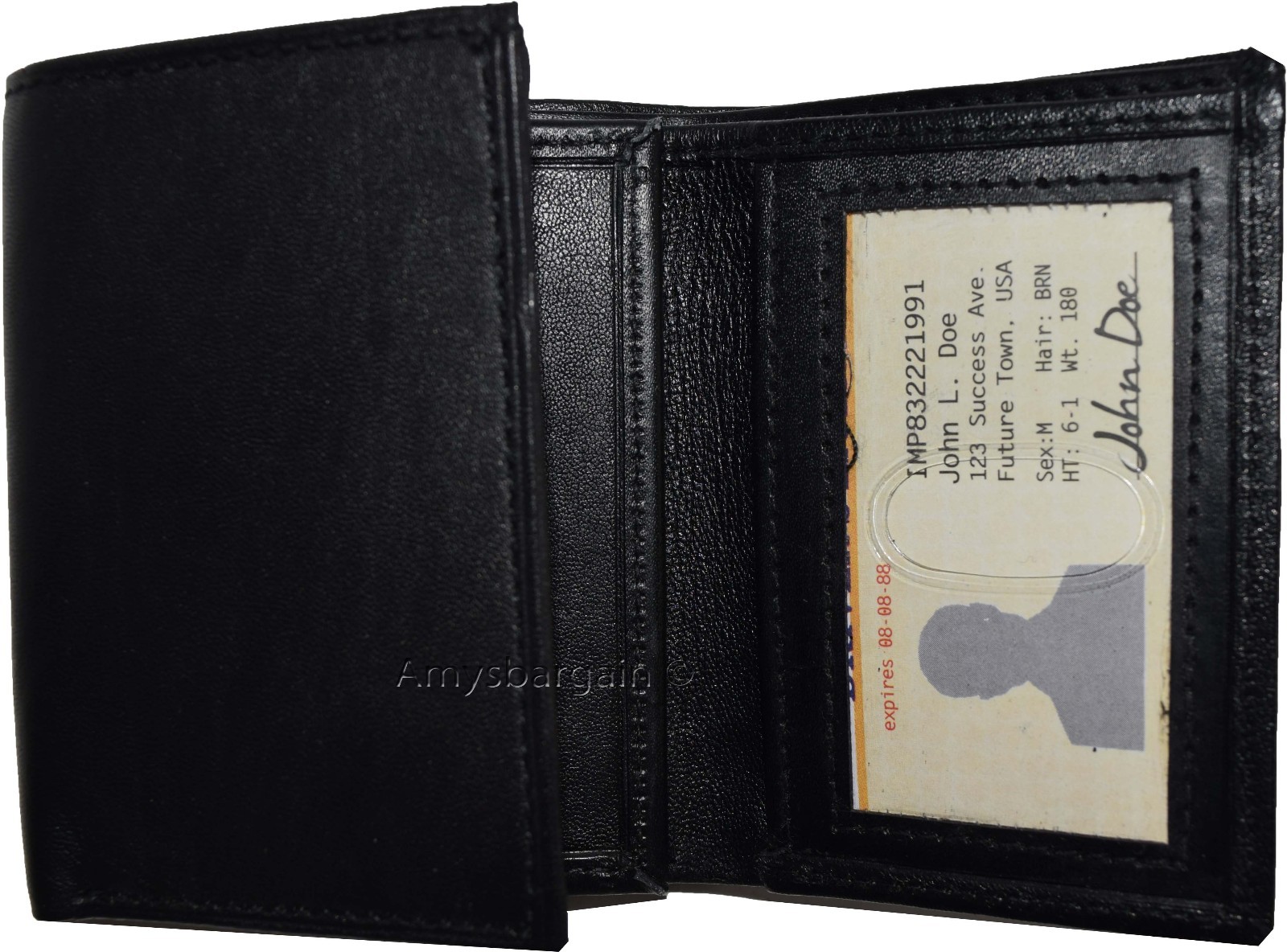 lot of 3 trifold leather men’s wallet 9 card space 2 id window 2 bill slots new - Image 6