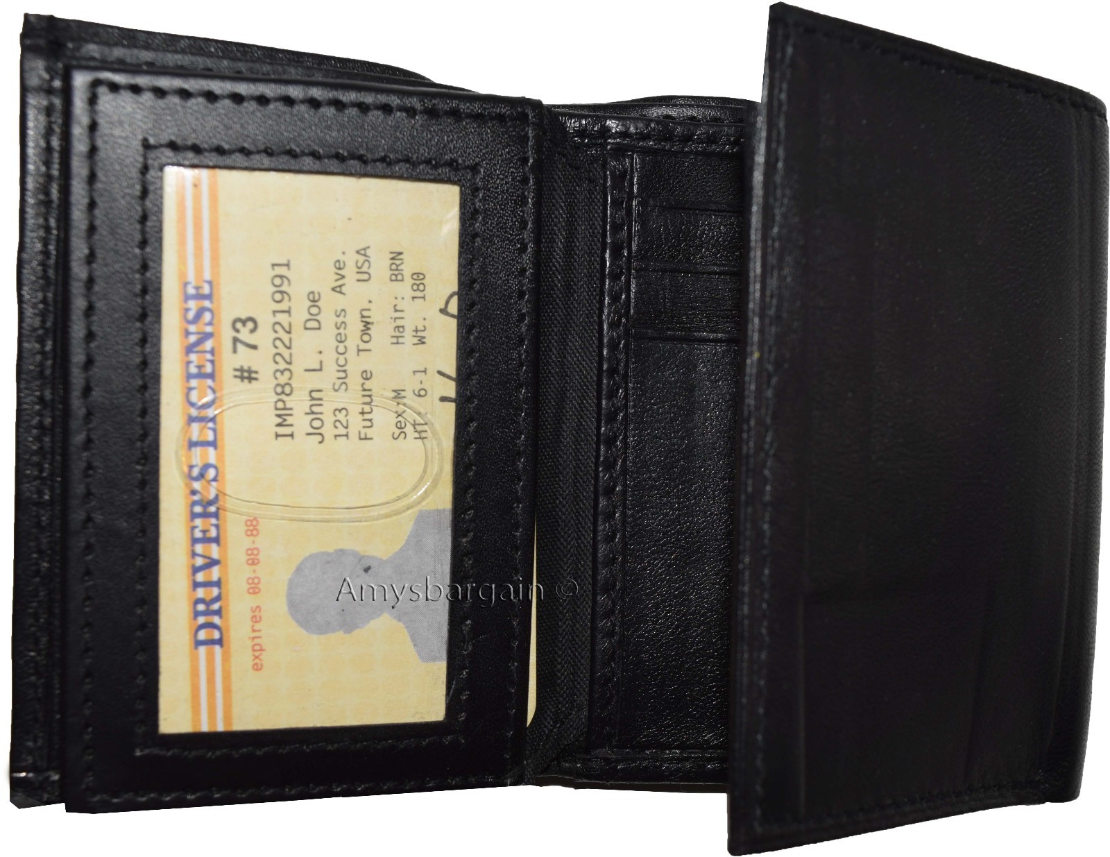 lot of 3 trifold leather men’s wallet 9 card space 2 id window 2 bill slots new - Image 7