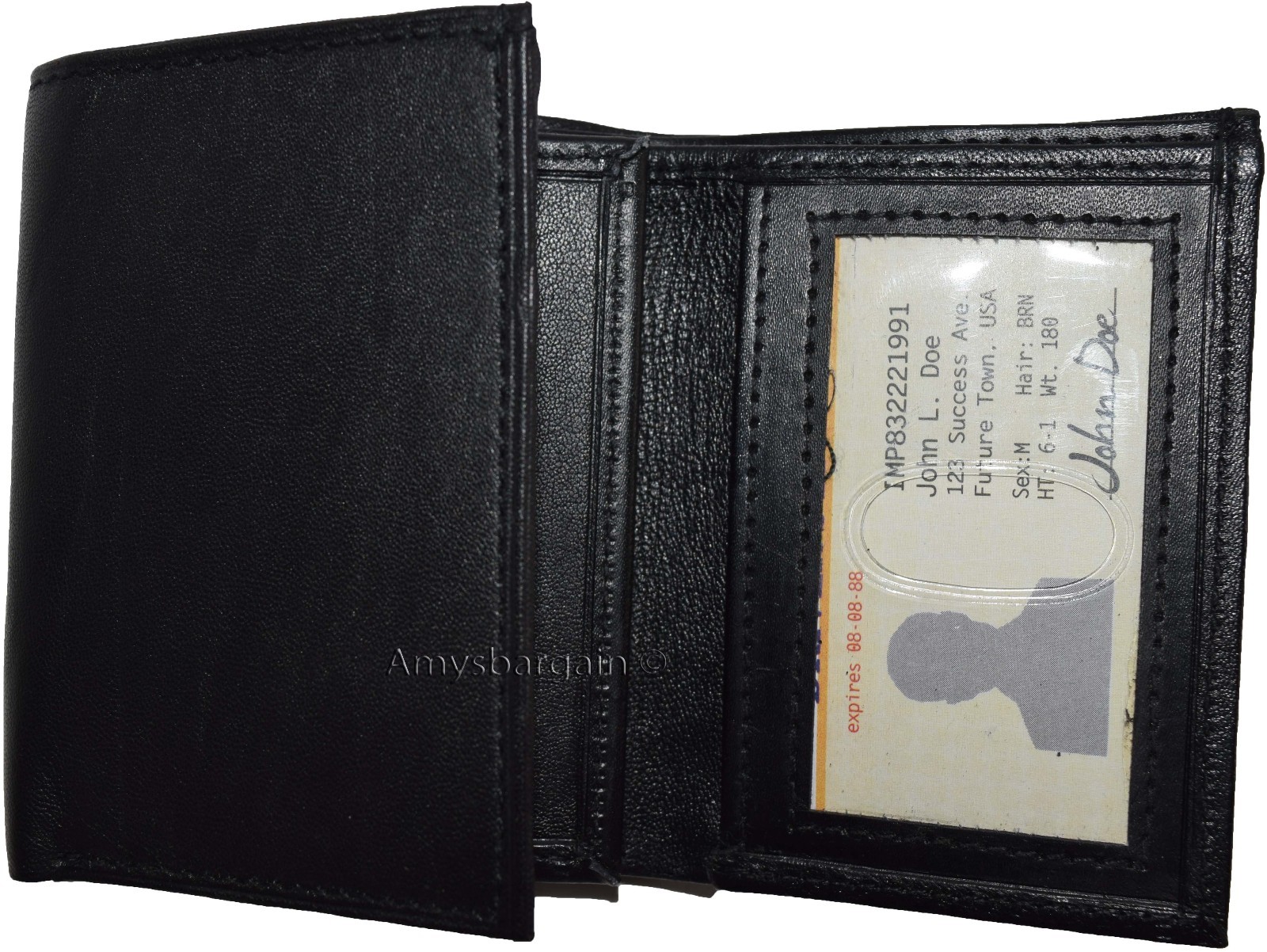 lot of 3 trifold leather men’s wallet 9 card space 2 id window 2 bill slots new - Image 8