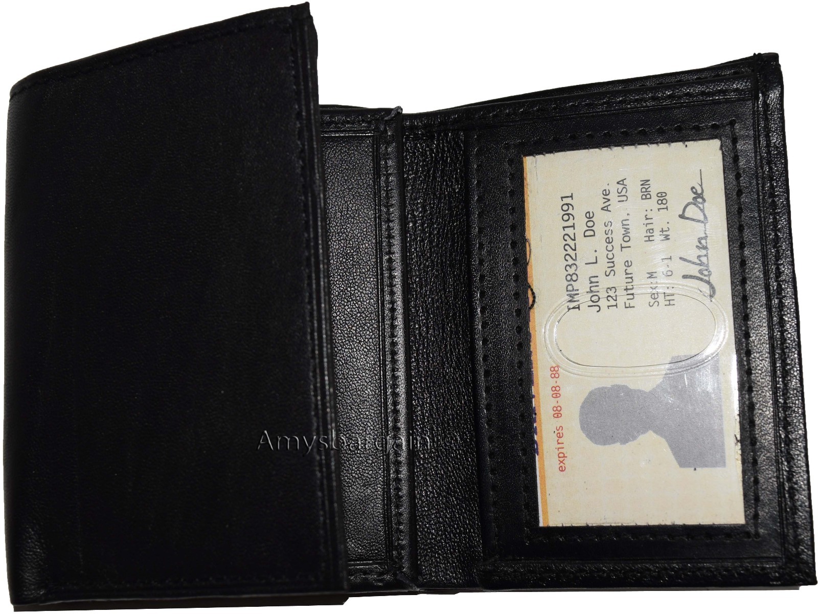 lot of 3 trifold leather men’s wallet 9 card space 2 id window 2 bill slots new - Image 9