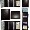 lot of 6 man's genuine calfskin leather trifold wallet 2 id 8 card 2 bill slots