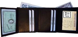 lot of 6 man's genuine calfskin leather trifold wallet 2 id 8 card 2 bill slots - Image 8