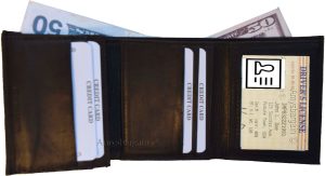 lot of 6 man's genuine calfskin leather trifold wallet 2 id 8 card 2 bill slots - Image 9