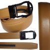men's Camel belt 43" genuine leather dress casual automatic transparant buckle