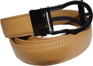men's Camel belt 43" genuine leather dress casual automatic transparant buckle - Image 8