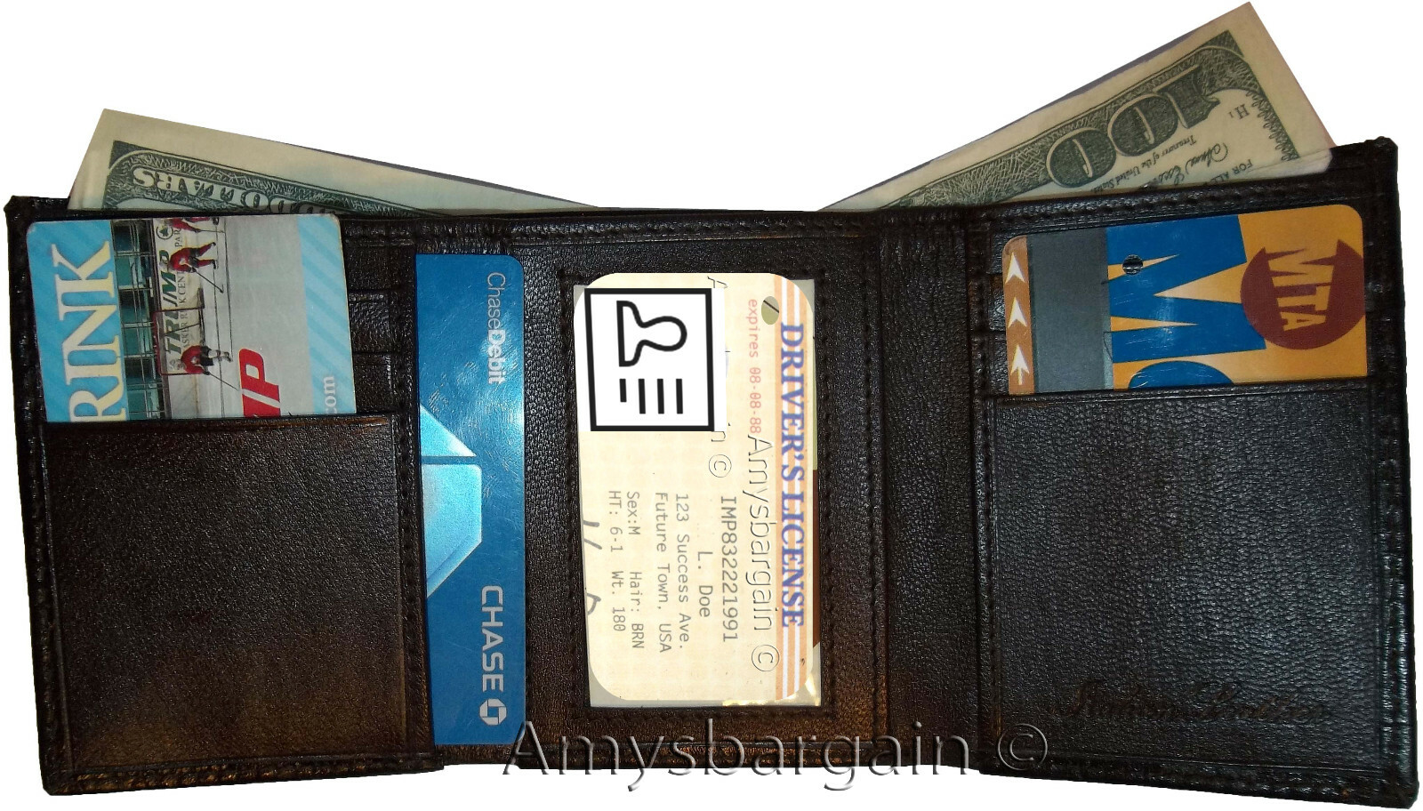 men's crocodile skin printed leather wallet trifold wallet id 9 card 2 bill slot - Image 5