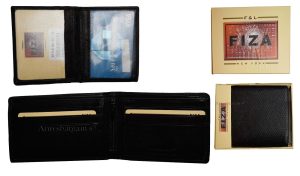 men's leather bifold wallet zip change purse 2 bill slots 9 card 2 id new in box