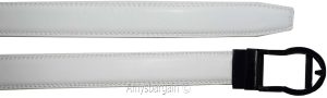 men's white belt 43" genuine leather dress casual automatic transparant buckle - Image 8
