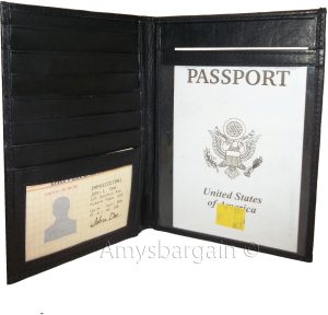 passport case lambskin leather passport holder 6 credit card ID large bifold new - Image 3