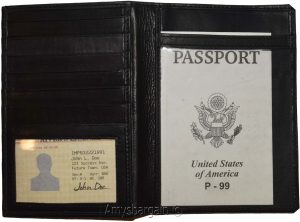 passport case lambskin leather passport holder 6 credit card ID large bifold new - Image 7