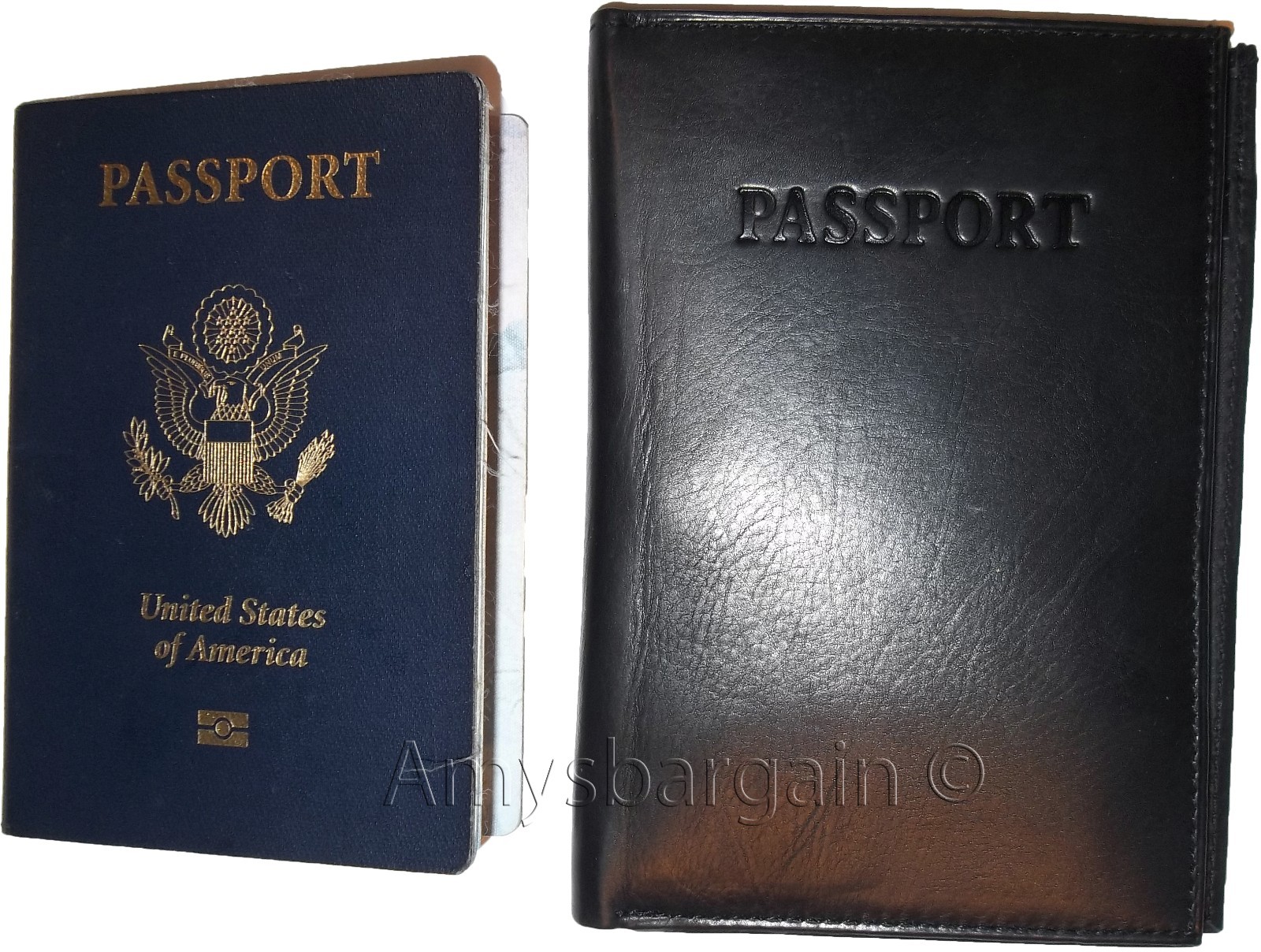 passport case lambskin leather passport holder 6 credit card ID large bifold new - Image 8