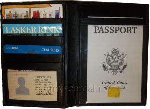 passport case lambskin leather passport holder 6 credit card ID large bifold new - Image 9