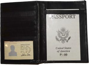 passport case lambskin leather passport holder 6 credit card ID large bifold new - Image 10