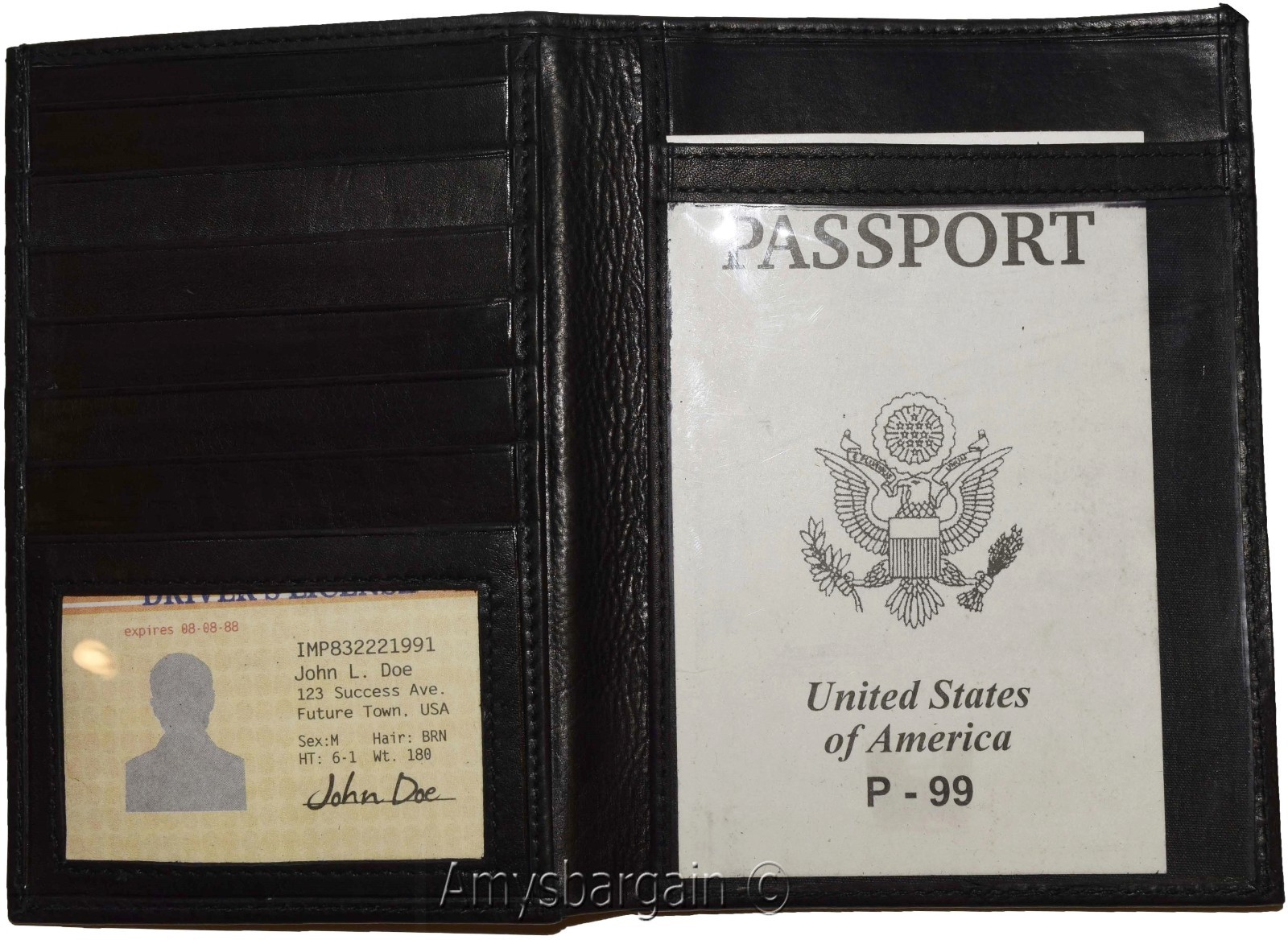passport case lambskin leather passport holder 6 credit card ID large bifold new - Image 10
