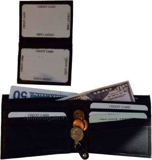 rfid men's leather wallet bifold genuine leather 3 billfold 2 id new in box - Image 4