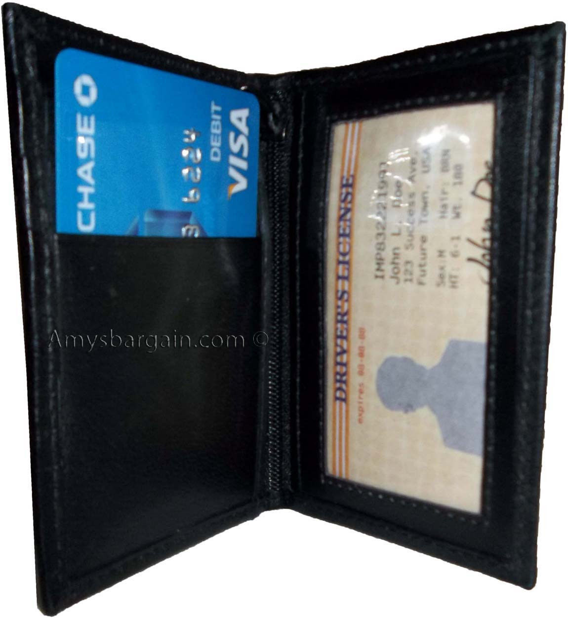 slim compact business cad case 4 credit card 2 ids zip change purse new - Image 5