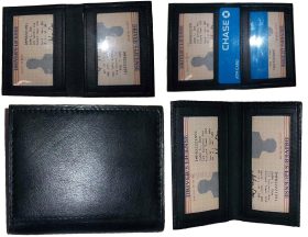 slim leather business card credit card Pure leather id card holder 2 id windows