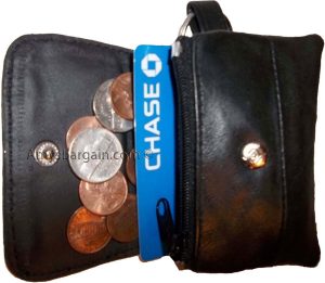 women/men's mini leather change purse key ring coin bag mini wallet black case - Image 11