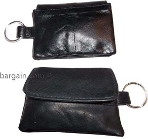 women/men's mini leather change purse key ring coin bag mini wallet black case - Image 13