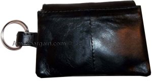 women/men's mini leather change purse key ring coin bag mini wallet black case - Image 4