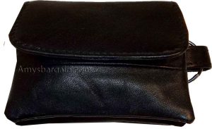 women/men's mini leather change purse key ring coin bag mini wallet black case - Image 5