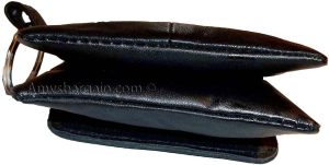 women/men's mini leather change purse key ring coin bag mini wallet black case - Image 7