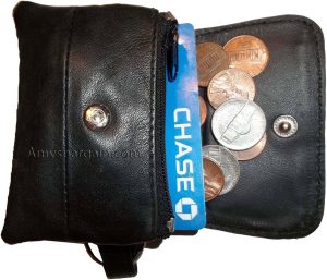 women/men's mini leather change purse key ring coin bag mini wallet black case - Image 10