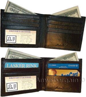 2 New Crocodile Skin Printed Leather man's bi fold wallet 2 bill slots 6 card ID - Image 12