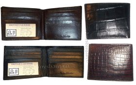 2 New Crocodile Skin Printed Leather man's bi fold wallet 2 bill slots 6 card ID