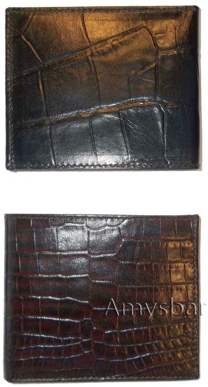 2 New Crocodile Skin Printed Leather man's bi fold wallet 2 bill slots 6 card ID - Image 7