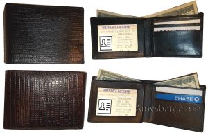 2 new style lizard printed Leather man's bi fold wallet 2 bill slots 6 cards