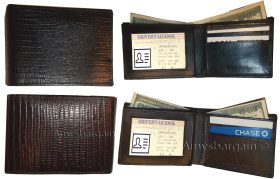 2 new  style lizard printed Leather man's bi fold wallet 2 bill slots 6 cards